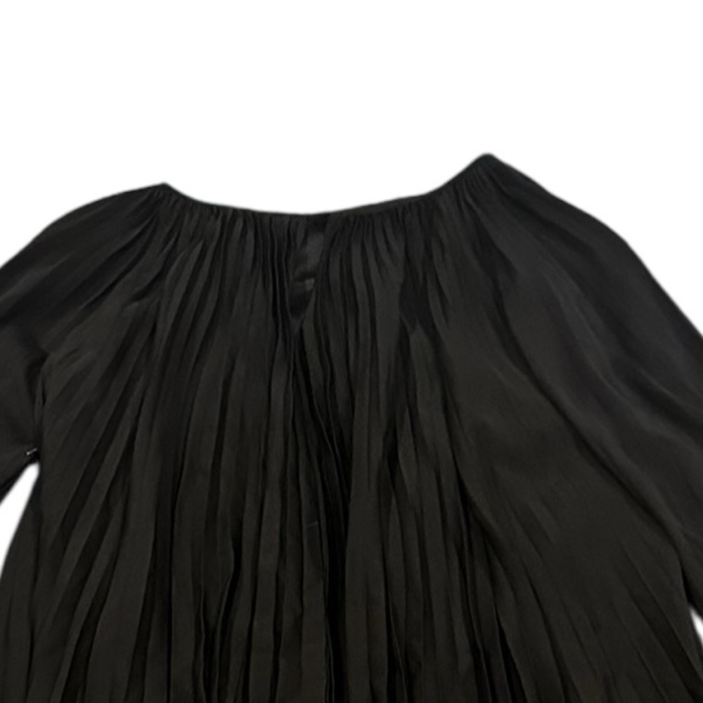 Alice + Olivia Scoop Silk Black Pleated Wedding Guest Cocktail Party Dress S - Picture 6 of 13